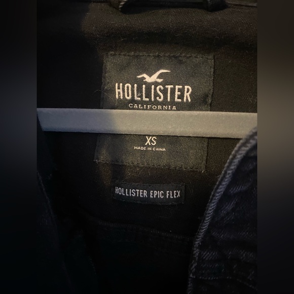 Grunge Hollister Hooded Black Jean Jacket size XS - Picture 4 of 8